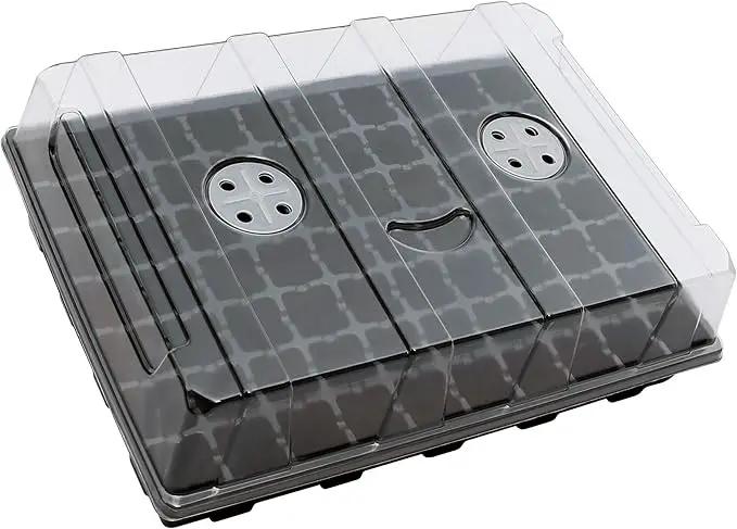 Gardzen Seed Starter Tray, 5 Pack Smiling Face Plant Germination Trays with Total 350-Cell, Seed Starter Kit with Humidity Vented Domes and Bases for Starting Vegetable Flower Herb Seeds 18" x 14" by GreenHaven Gardens