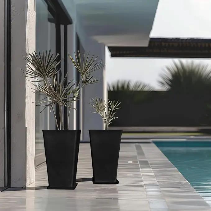 La Jolíe Muse Tall Planters 20 Inch, Flower Pot Pack 2, Patio Deck Indoor Outdoor Garden Tree Planters (Black) by GreenHaven Gardens