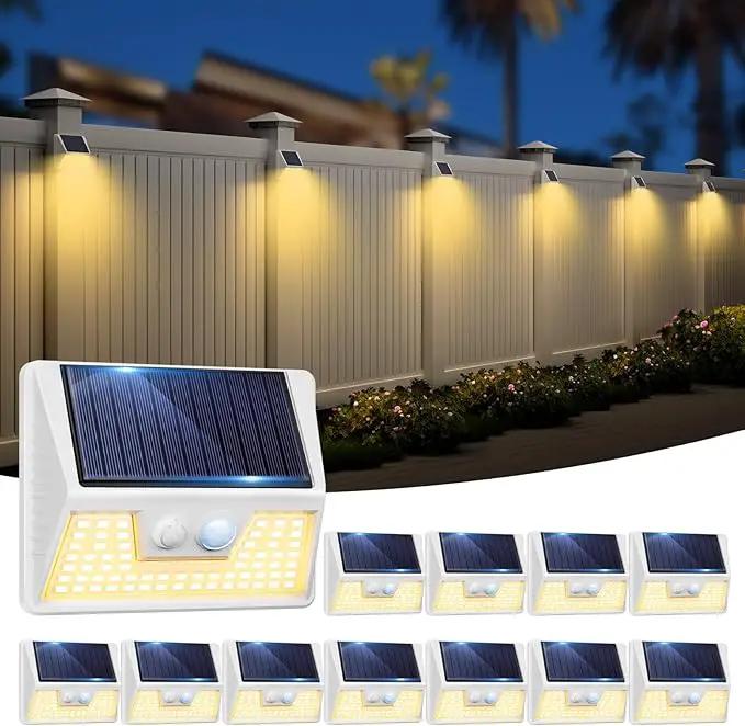 12 Pack Solar Lights Outdoor Motion Sensor, Waterproof Fence Lights with 3 Lighting Mode, Warm White LED Deck Lights for Outside Wall Yard Steps Stairs Garden - White by GreenHaven Gardens