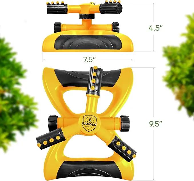 Joeys Sprinkler for Yard, Rotating Garden Sprinkler for Large Area Coverage, Lawn and Yard Sprinklers (Yellow) by GreenHaven Gardens