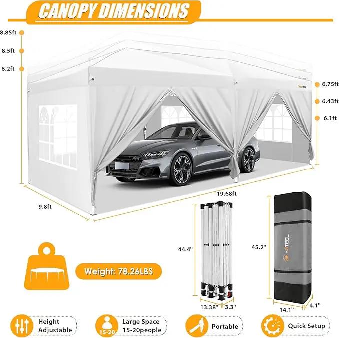 HOTEEL 10x20 Pop up Canopy with Sidewalls, One Push Outdoor Tents for Parties Waterproof Canopy Tent with Reinforce Rod, Easy Setup Event Tent with Sandbag for Backyard, Camping, Wedding, White by GreenHaven Gardens