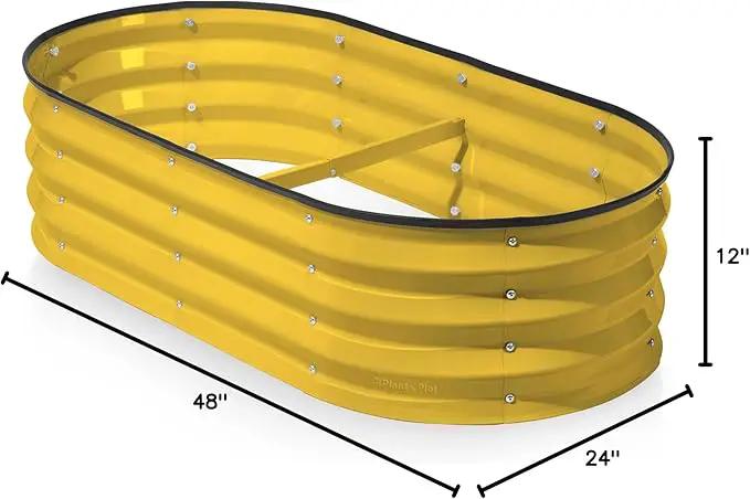 Galvanized Raised Garden Beds Outdoor // 4×2×1 ft Planter Raised Beds for Gardening, Vegetables, Flowers (Yellow) // Large Metal Garden Box by GreenHaven Gardens