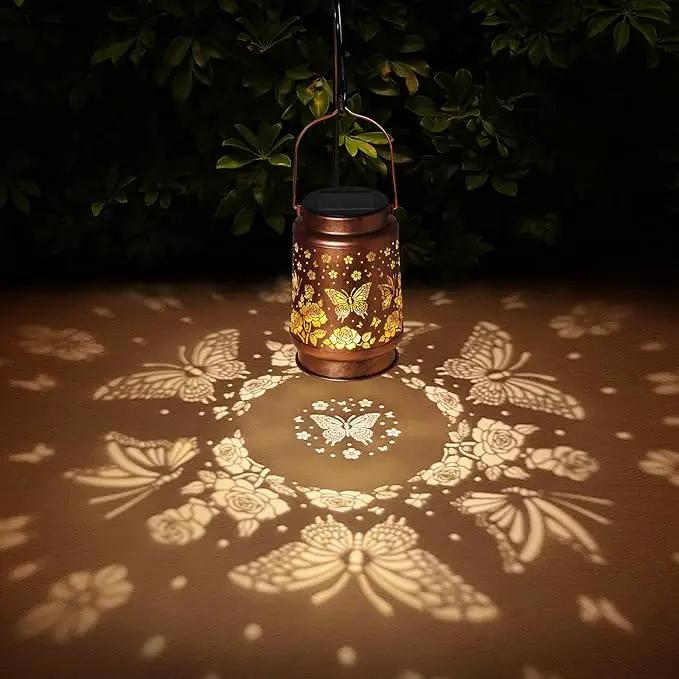 Butterfly Solar Lanterns Outdoor Waterproof Rose Garden Decor Gifts for Women Mom Grandma Hanging Solar Lights Metal Solar Decoration Outside for Yard, Patio, Backyard, Porch by GreenHaven Gardens
