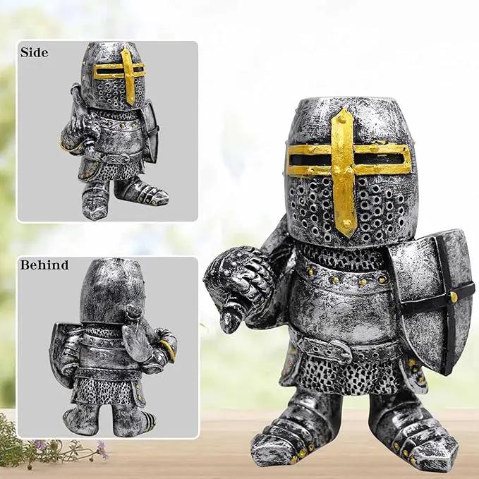 nezababy 8 pcs Knight Gnomes Guard Garden Statue Decoration Medieval Wee Crusader Battle Swordsman Fighting Outdoor Figurines Lawn Decor Resin (H) by GreenHaven Gardens