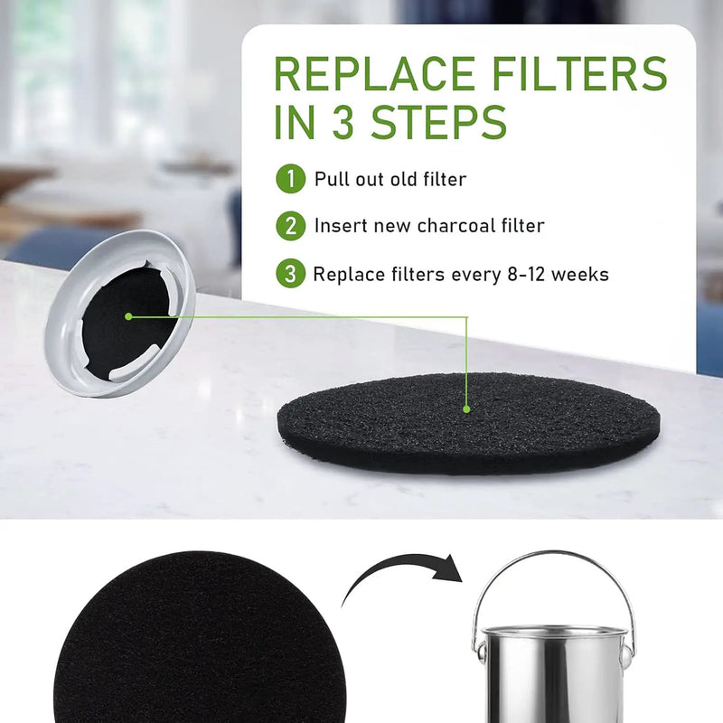 Charcoal Filters for Kitchen Compost Bin, 10 Pack Compost Filters for Countertop Bin Pail Replacement, Activated Charcoal Home Bucket Refill Sets, Round 6.7 Inch by GreenHaven Gardens