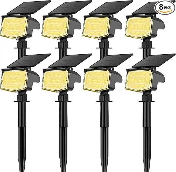 Solar Spot Lights Outdoor, 92 LEDs Landscape Lighting with 3 Lighting Modes and Auto On/Off, IP67 Waterproof Spotlights, Outdoor Solar Lights for Yard Garden, 8 Pack (Warm White) by GreenHaven Gardens