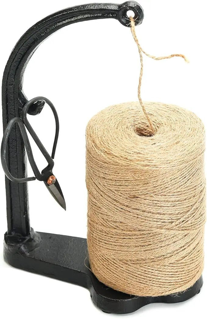 Sungmor Cast Iron Garden Twine Holder Set - 1300ft. Natural Jute Twine String & Rope Rack & Scissors - Decorative & Practical Home Arts Crafts Tools for Picture Display Gift Wrapping Packing Gardening by GreenHaven Gardens