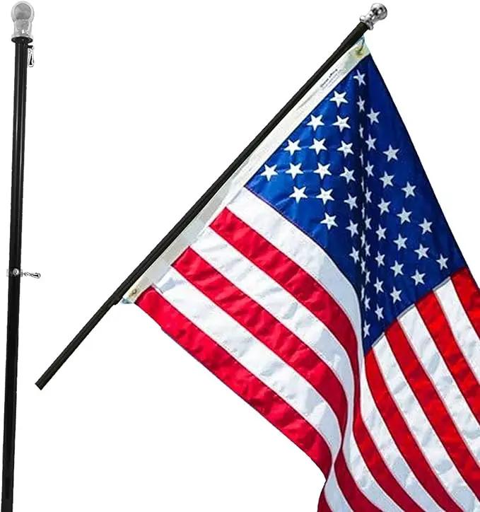 Flag Pole Tangle Free Spinning 6 Ft Flagpole by Grace Alley - Wind Resistant and Rust Proof Black Aluminum for American Flags - Residential and Commercial Grade Durability for Home and Garden and Yard by GreenHaven Gardens