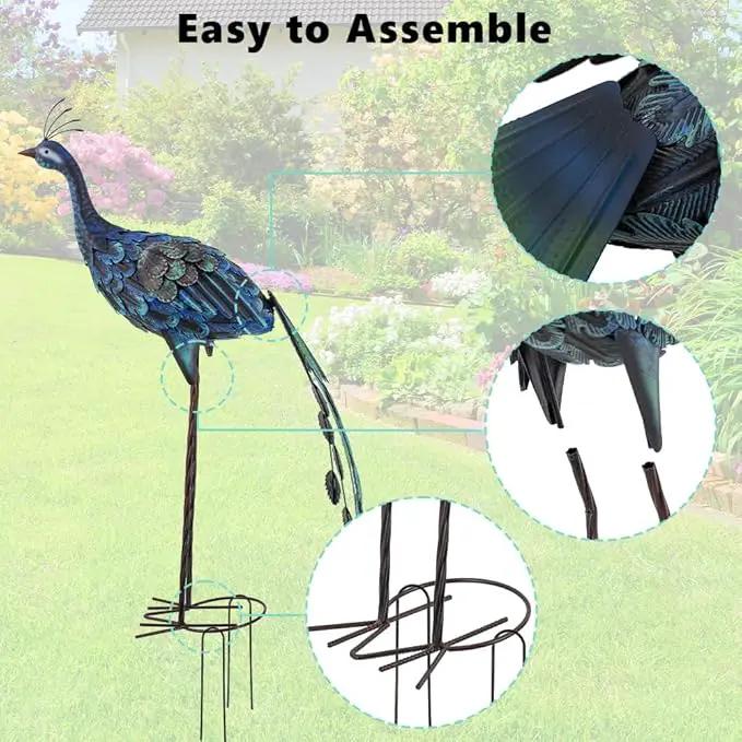 VEWOGARDEN Peacock Outdoor Garden Sculptures & Statues Metal Peacock Yard Art for Lawn Patio Pool Outside Decorations by GreenHaven Gardens