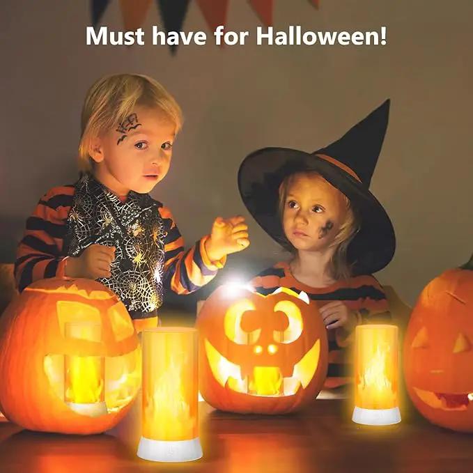 2PCS LED Flame Light, USB Rechargeable Flame Lamp with Remote & Timer, Waterproof Dimmable Flameless Candles Light for Home Party Garden Camping Halloween Christmas Decoration by GreenHaven Gardens