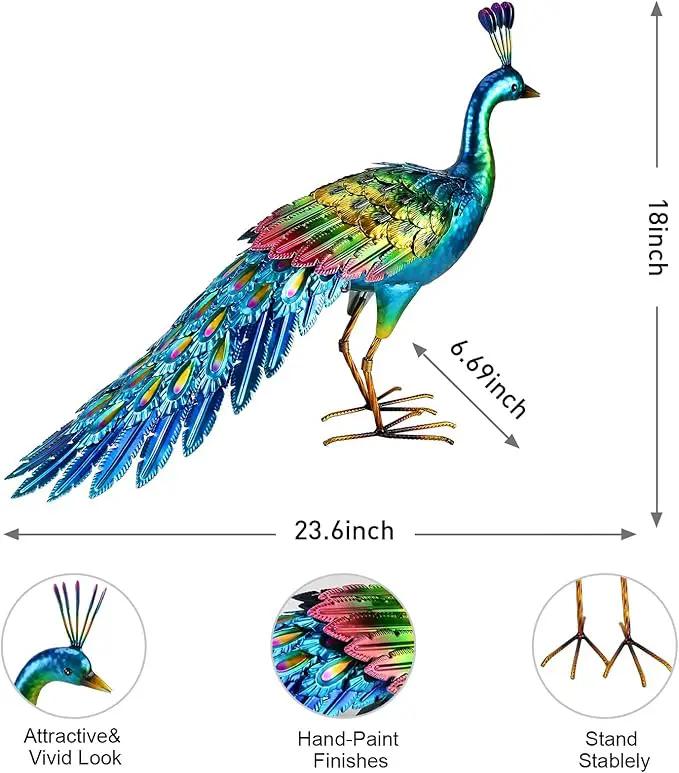 chisheen Peacock Statue Garden Decor Metal Peacock Yard Art Lawn Decoration Outdoor Sculpture for Women Mom by GreenHaven Gardens