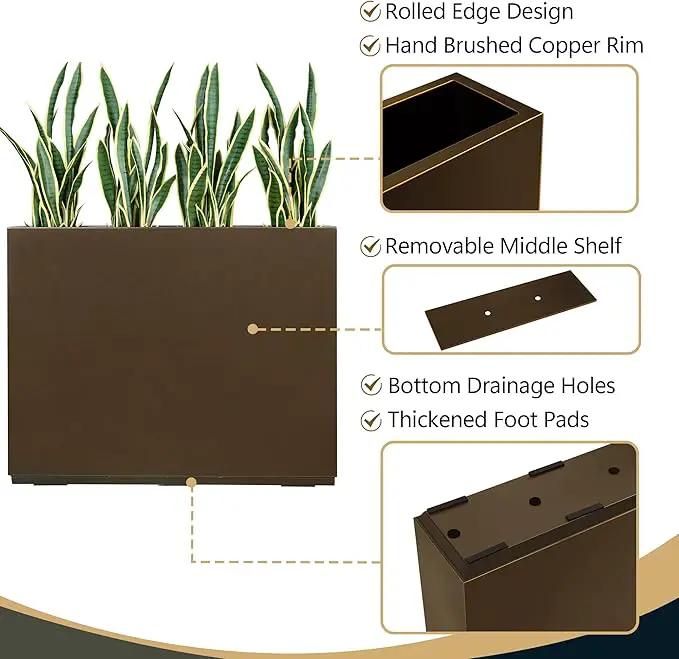 Metallic Heavy Planter for Outdoor Plants, 38Lx10Wx30H Inches Tall and Long Metal Divider Planter Box for Outside & Indoor, No Assembly Required (Espresso) by GreenHaven Gardens