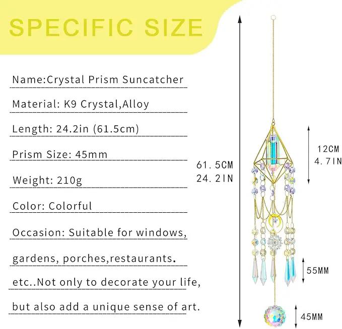 H&D HYALINE & DORA Crystal Prisms Suncatcher Window Hanging Pendant Glass Prisms Decor Wind Chime Rainbow Sun Catcher for Home Garden Porch by GreenHaven Gardens