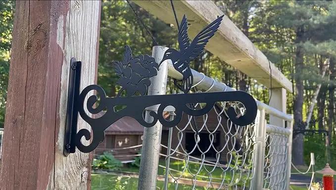 2-Pack 10 Inch Aesthetic Plant Hangers Outdoor – Metal Hanging Plant Bracket with Beautiful Hummingbird Pattern – Heavy Duty Plant Hooks for Hanging Plants, Bird Feeder, Wind Chime, Lantern by GreenHaven Gardens