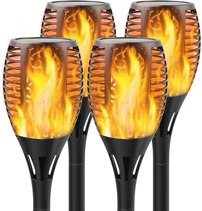 Solar Torch Lights with Flickering Flame, Fire Effect Garden Light, Auto On/Off Dust to Dawn, Outdoor Waterproof Landscape Decoration, Solar Powered Security Torch Light for Patio, 4 Pack by GreenHaven Gardens