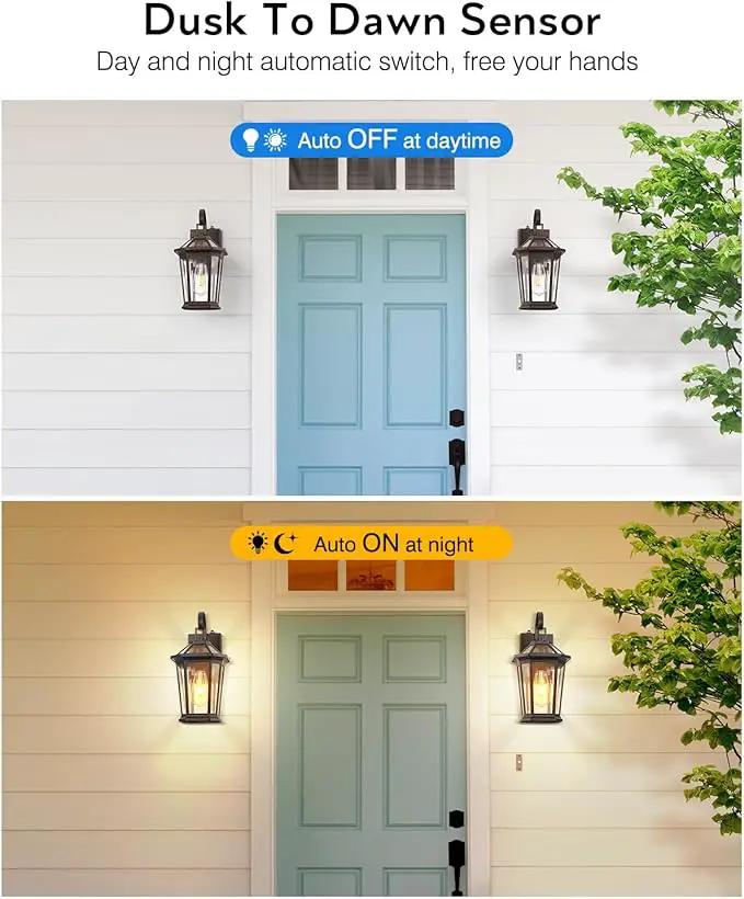 VIANIS 2-Pack Oil Rubbed Bronze Outdoor Lights Wall Mount, Dusk to Dawn Wall Lights for House Outside, Aluminium Modern Porch Lights Sconce, Exterior Wall Lantern Fixture with Waterproof, Anti-Rust by GreenHaven Gardens