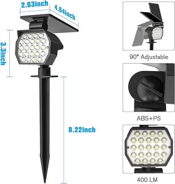 NIORSUN Solar Spot Lights Outdoor,23 LEDs Landscape Lighting with Auto On/Off and 3 Lighting Modes, IP67 Waterproof Spotlights,Outdoor Solar Lights for Yard Garden,2 Pack(Cool White) by GreenHaven Gardens