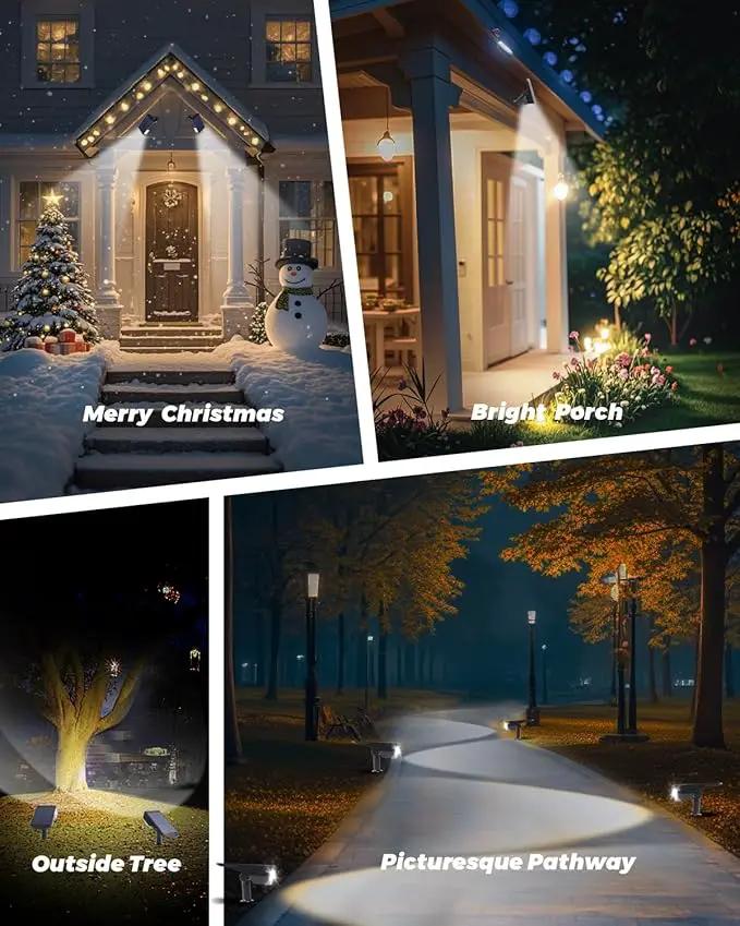 4 Pack Solar Powered Outdoor Spot Lights Outside Waterproof 20 LEDs Landscape Spotlights Dusk to Dawn for House Yard Tree, Plants, Walls, Path, Garden, Statues, Superior Accent Uplighting Cool White by GreenHaven Gardens