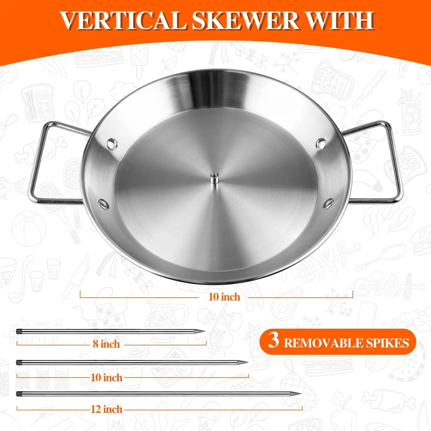 Al Pastor Skewer for Grill -Vertical Barbecue Stand Al Pastor, Kebabs, Shawarma, Gyros, with 10.5 inch base plate and 3 detachable sharp barbecue accessories (8”/10"/12”)& Brushes，Barbecue gloves by GreenHaven Gardens