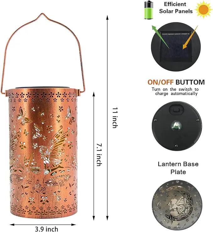 Solar Lanterns Outdoor Hanging Lantern Lights,Fairy Metal Decor Lanterns-Waterproof LED Decorative Light for Garden Patio Yard Lawn Backyard Front Porch as Gifts for Mom Grandma Women by GreenHaven Gardens