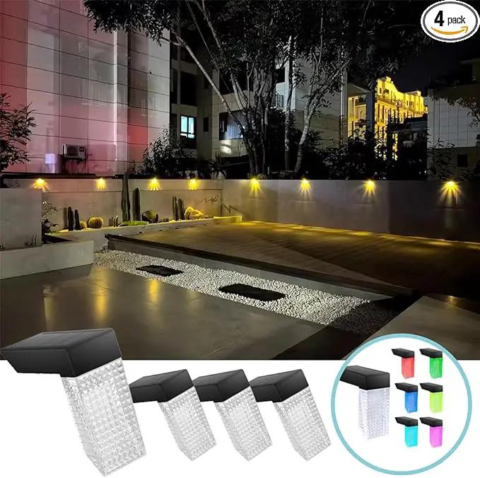 [4-pack] Outdoor solar lights, waterproof induction stair step lights, IP65 waterproof, automatically light up at dark, suitable for stairs, garden fences, flower bed decorations and terraces by GreenHaven Gardens