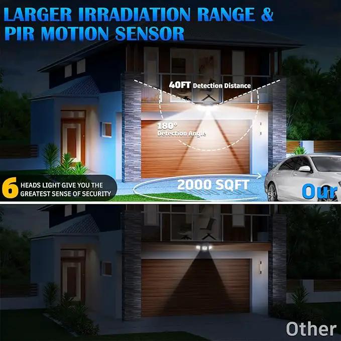 Solar Motion Sensor Flood Lights Outdoor - 496LEDs 3500LM 3 Lighting Modes 3 Levels Brightness, 6 Heads 360° Illumination, IP65 Solar Security Lights,for Porch Yard Patio Garage(3 Packs) by GreenHaven Gardens