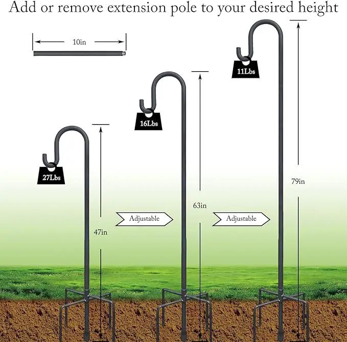 Shepherd Hooks 79 Inch Adjustable for Bird Feeder Lantern Plant Hook Garden Stake Plant Stand Hanger for Outdoor Flower Basket, Bird Feeder Hanger Weddings Decor by GreenHaven Gardens