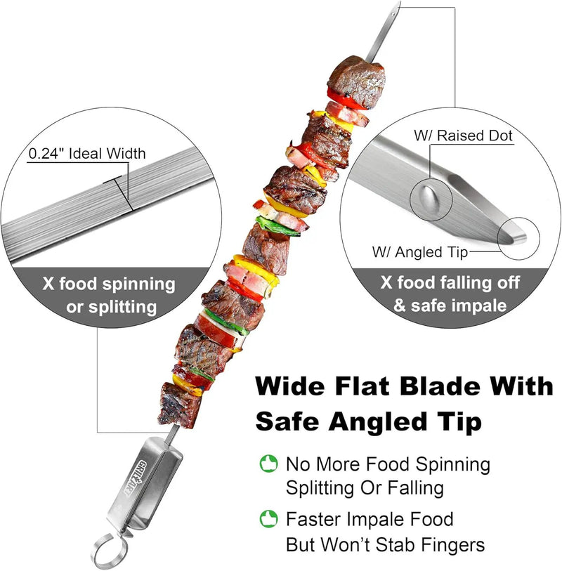GRILLART Kabob Skewers for Grilling - Metal Skewers for Kabobs with Slider - Flat BBQ Skewers Stainless Steel - 17" Shish Kabob Grill Skewers & Ideal Kabob Sticks for Meat Shrimp Chicken Veggie(10PCS) by GreenHaven Gardens
