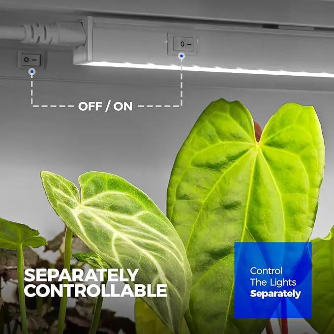 Barrina Grow Lights for Indoor Plants, 5000K White Full Spectrum Led Grow Light, 1ft Plant Grow Light, LED Grow Light, T5 Grow Light Strip, Plug and Play, 8-Pack by GreenHaven Gardens