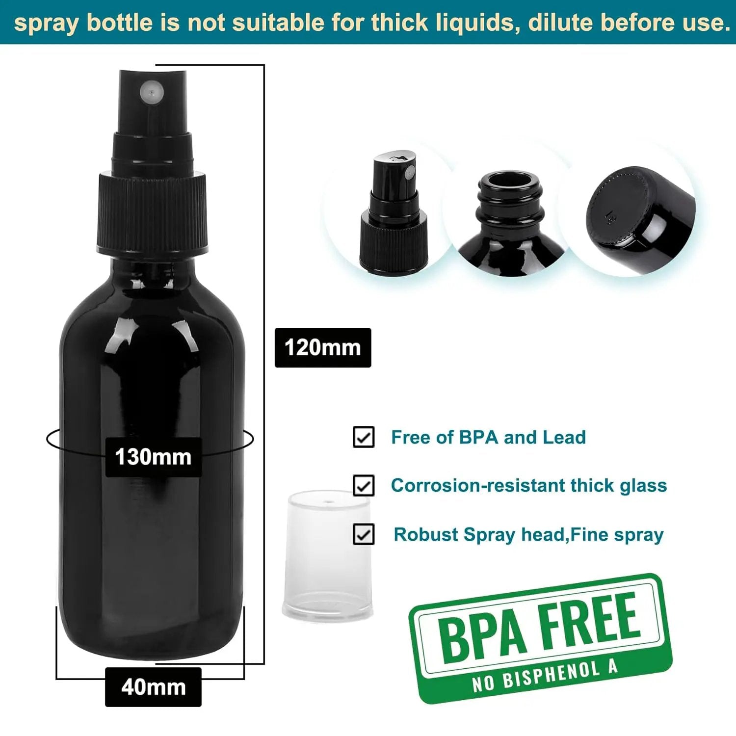 Black Glass Small Spray Bottle 2 oz 24 Packs,Fine Mist Sprayer Small Clear Bottles,Refillable Containers mini spray bottles for Cleaning Solutions and Skin Care (Black 24pcs) by GreenHaven Gardens