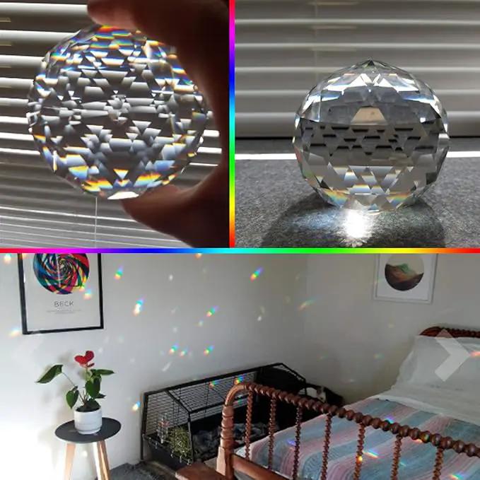 Clear Crystal Suncatcher Ball Prism Glass Sphere Faceted Gazing Ball Rainbow Maker Window Prisms Suncatcher for Window, Sun Catcher(80mm/3.15inch) by GreenHaven Gardens