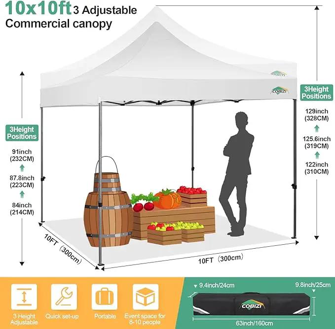 COBIZI 10x10 Pop Up Canopy Tent 10x10 Easy up Canopy, Heavy Duty Outdoor Canopy UPF 50+ All Weather Waterproof Instant Party Tents for Parties Gazebo with Handbag, White(Windproof Upgraded) by GreenHaven Gardens