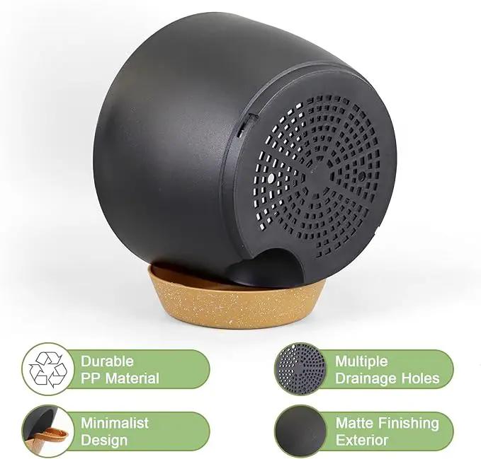 12/10/9 inch Large Self Watering Pots, Planter, Plant Pots with Mesh Drainage Holes for Indoor Outdoor Garden Plants, Plastic Flower Pots with Removable Deep Reservoir, Black with Brown by GreenHaven Gardens