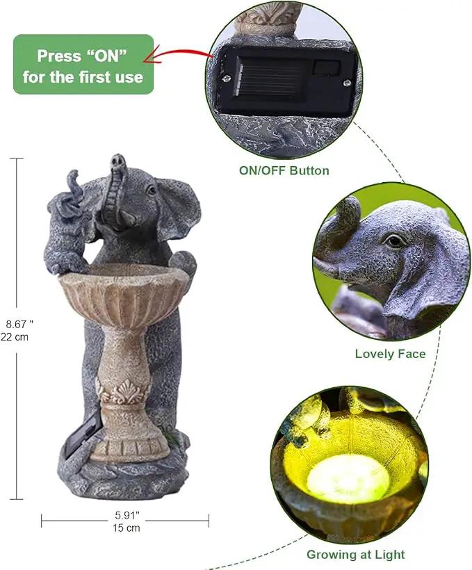Garden Elephant Statues for Bird Bath: Outdoor Sculptures for Lawn Patio Yard Balcony Porch - Unique Gifts for Mother Grandma by GreenHaven Gardens