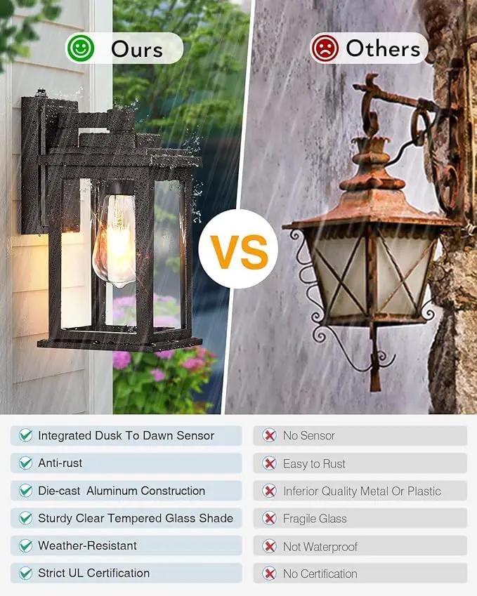 VIANIS Bronze Outdoor Wall Lights, Dusk to Dawn Led Outdoor Light, Aluminum Exterior Lighting Fixtures, Waterproof Porch Lights Outdoor for House, Doorway, Garage,Hardwired, Non-Solar by GreenHaven Gardens