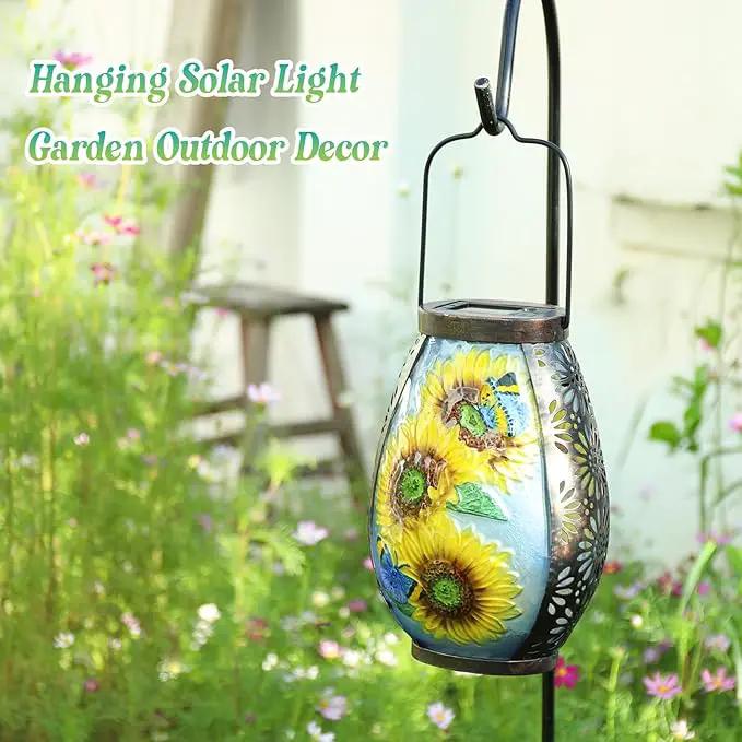 MUMTOP Solar Lanterns Outdoor Waterproof Sunflower Solar Powered LED Lights Hanging Solar Lantern Metal Decorative for Patio Table Garden Outside Yard Backyard by GreenHaven Gardens