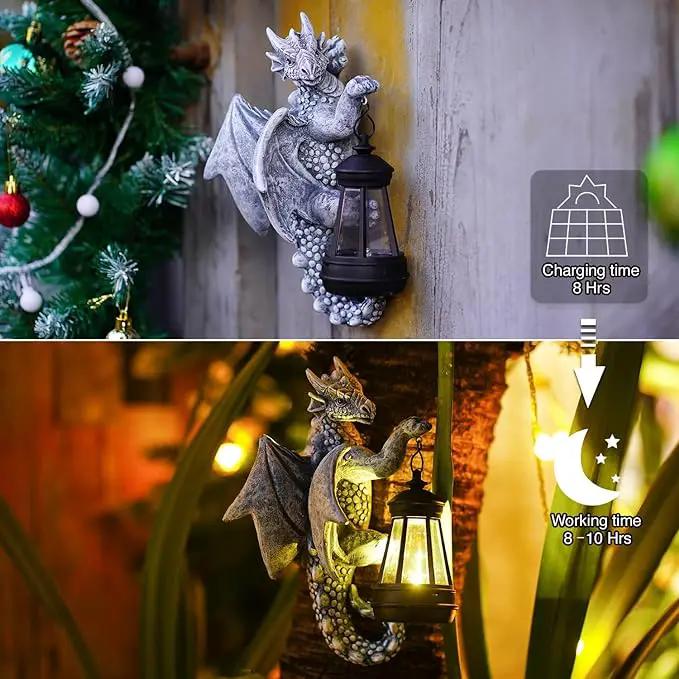 Goodeco Dragon Tree Hugger Solar Lantern Garden Statue - 9.3 Inch Resin Dragon Decor for Outdoor, Perfect Garden Gift & Yard Decor by GreenHaven Gardens