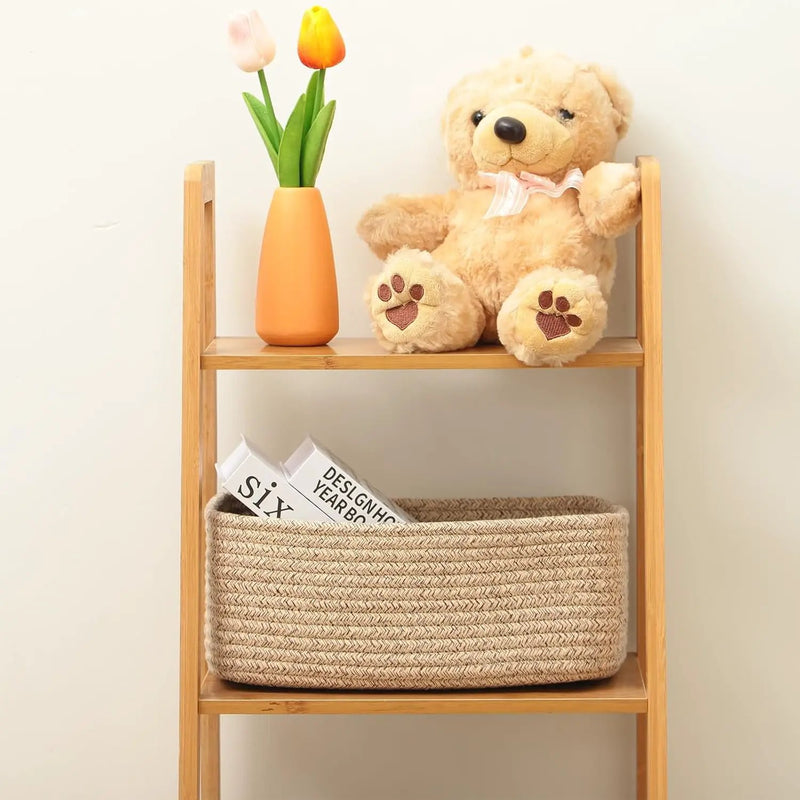 Small Storage Baskets for Organizing | Closet Organizer Bins | Shelf Toy Basket | Woven Rope Baskets | Cube Decorative Box | Shallow Basket | 11.5x7.5x4.7” | 3 Packs Mixed Brown by GreenHaven Gardens
