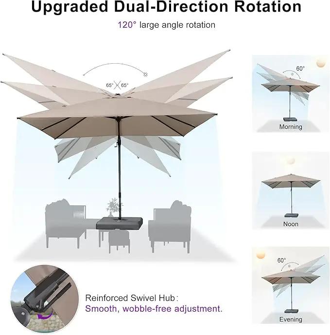 PURPLE LEAF 11.5' X 8' Left-right Tilting Outdoor Patio Umbrella Swivel Offset Cantilever Heavy Duty Rectangle Aluminum Umbrella with UV Resistant for Deck Pool Patio Backyard, Sand Dune by GreenHaven Gardens