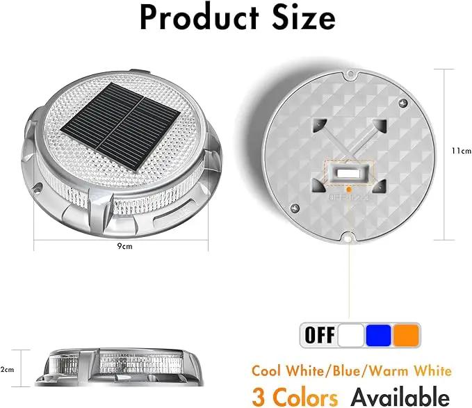 Quntis Solar Deck Lights for Outside, 3 Color Modes Solar Driveway Lights Outdoor IP68 Waterproof, Deck Light for Stair Pathway Walkway Road (Blue/Cool White/Warm White) 8 Pack by GreenHaven Gardens