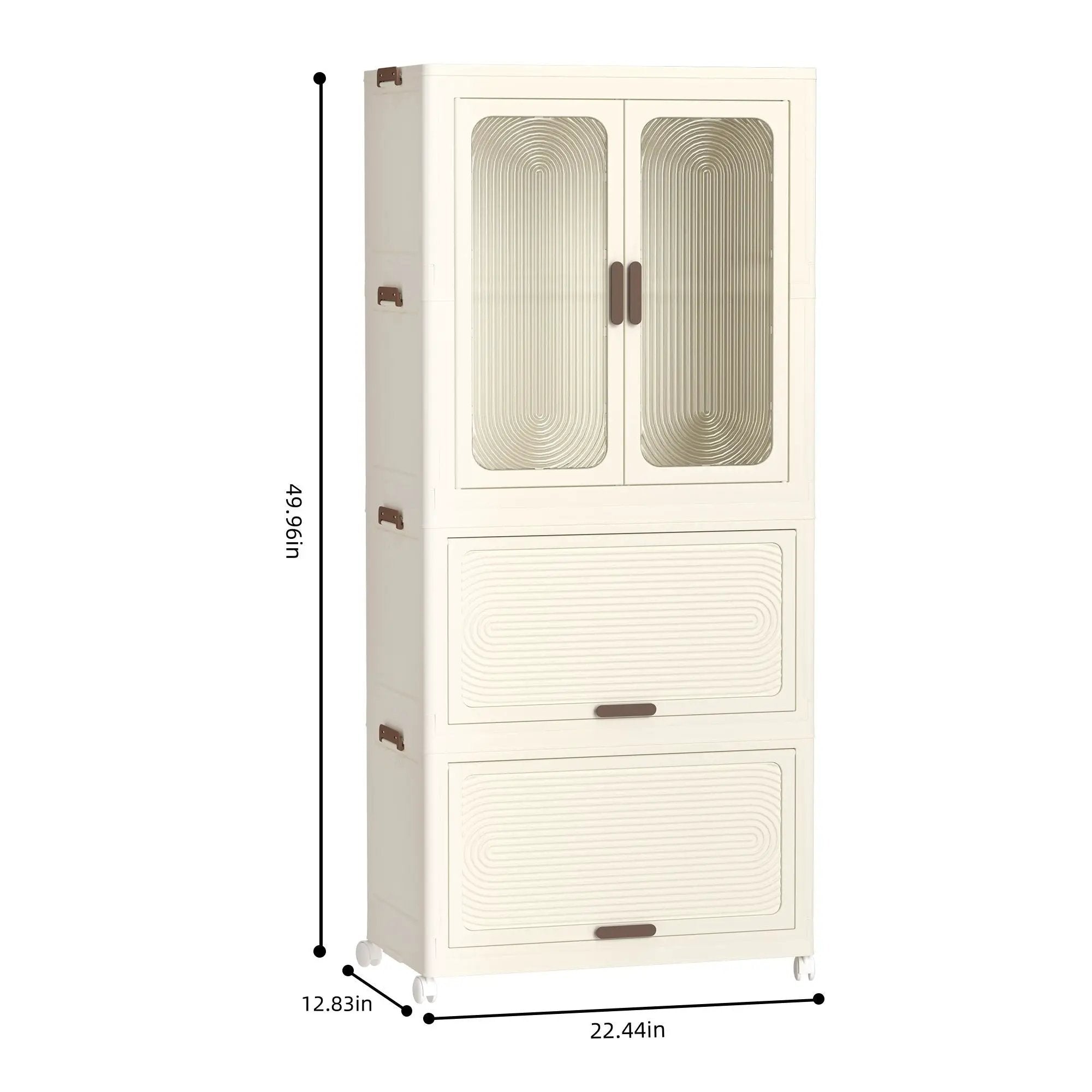 Portable Wardrobe Closet Storage Organizer With Magnetic Doors And Hanging Rod - Cream White by HouseOfZazla