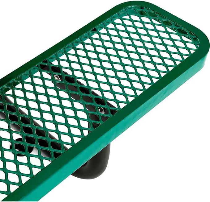 Global Industrial 6’L Rectangular Picnic Table, Expanded Metal, Green Thermoplastic Coating, Attached Benches, 1-1/2” Umbrella Pole Hole, Outdoor-Rated, 1000 lb Capacity, 72” x 30” Tabletop by GreenHaven Gardens