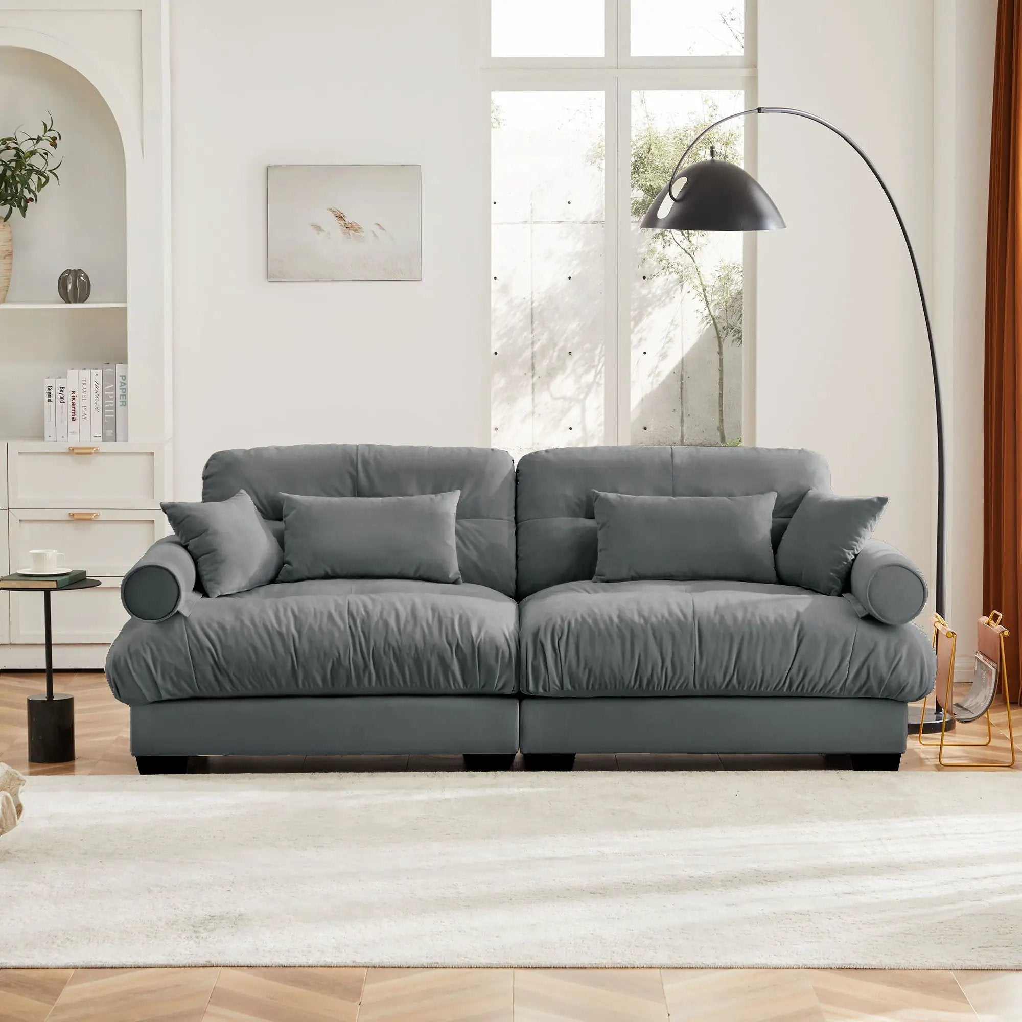Modern Oversize Sofa With Cloud Like Comfort, Featuring Waist And Throw Pillows by Unique Piece Furniture