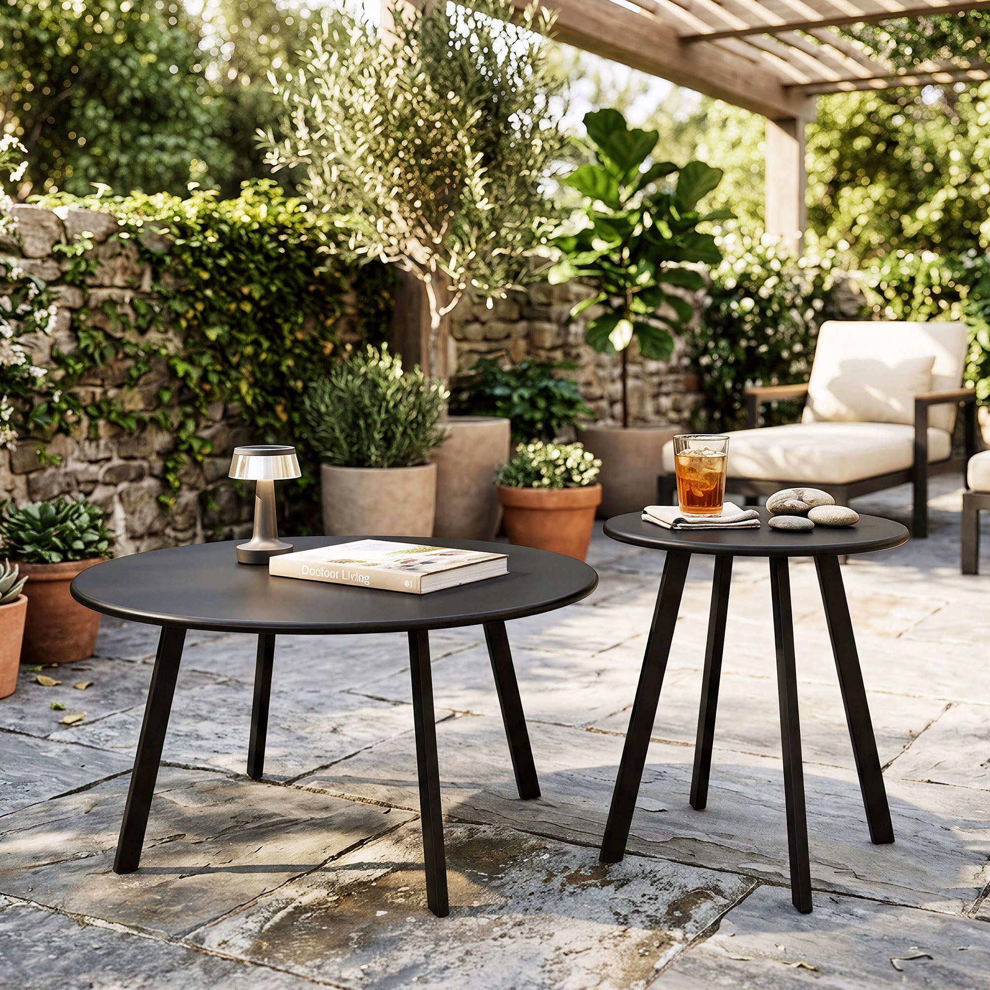 2-Piece Round Nesting Coffee Table Set, Modern by HouseOfZazla