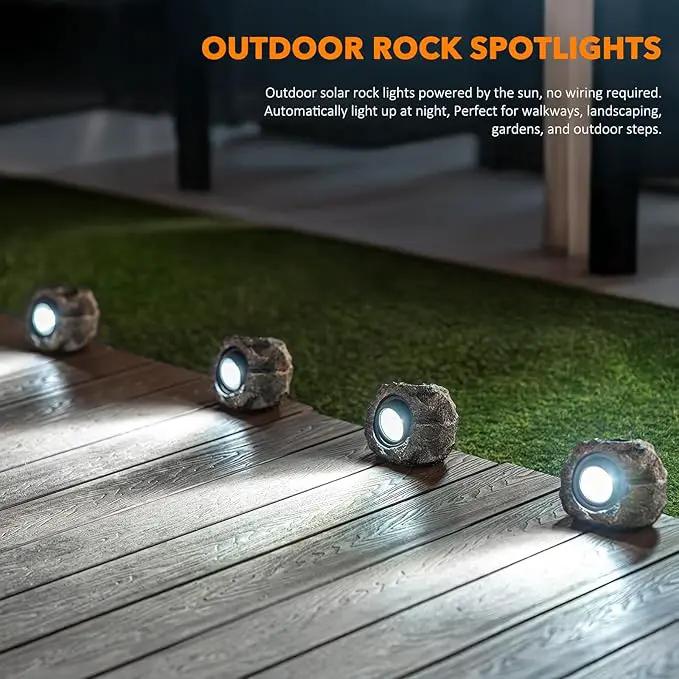 Solar Rock Lights, 4 Pack Solar Powered Waterproof LED Spotlights Decorative for Outdoor Garden, Pathway, Walkway, Yard, Landscape, Patio by GreenHaven Gardens