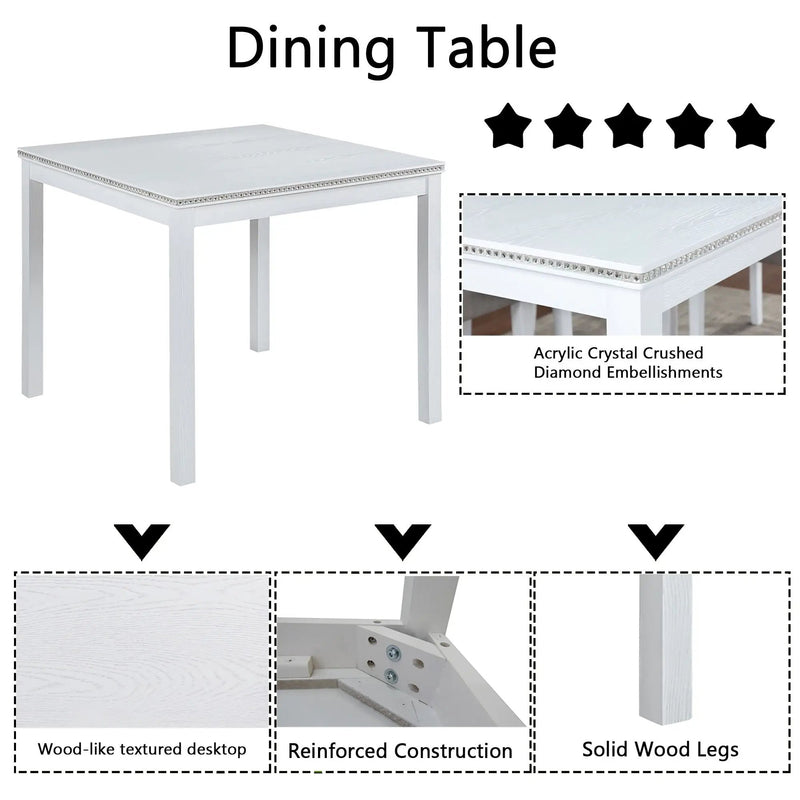 Dining Table Set With Crystal Decoration And Upholstered Chairs by HouseOfZazla