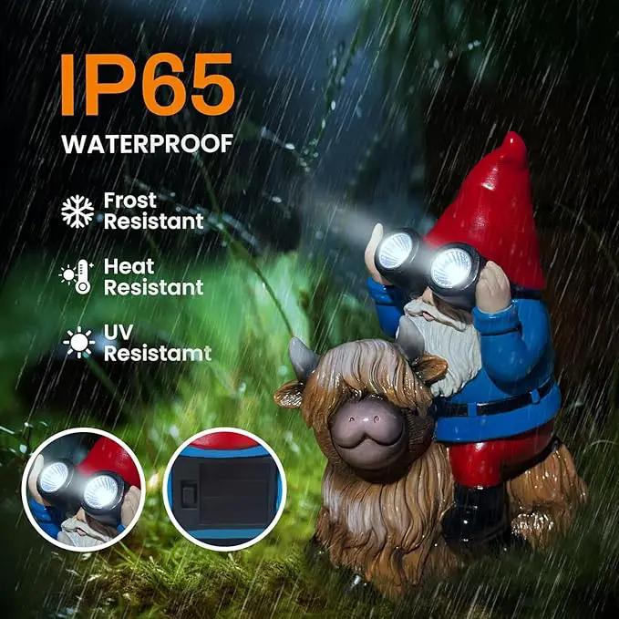 Gnome Garden Statue Solar Lights Outdoor Binoculars on Highland Cow,Birthday Gifts for Women/Men, Housewarming Gifts,Outdoor Decor for Balcony,Garden,Patio,Yard,Lawn(Cow Gnome) by GreenHaven Gardens