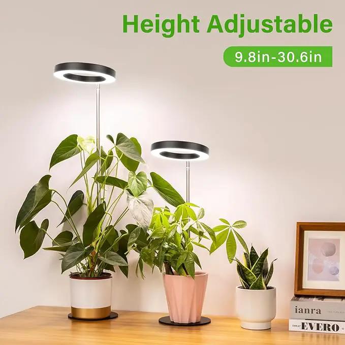 LORDEM Grow Light, LED Plant Light for Indoor Plants Growing, Full Spectrum Desk Growth Lamp with Automatic Timer for 4H/8H/12H, 4 Dimmable Levels, Height Adjustable 9.8"-30.6", Black by GreenHaven Gardens