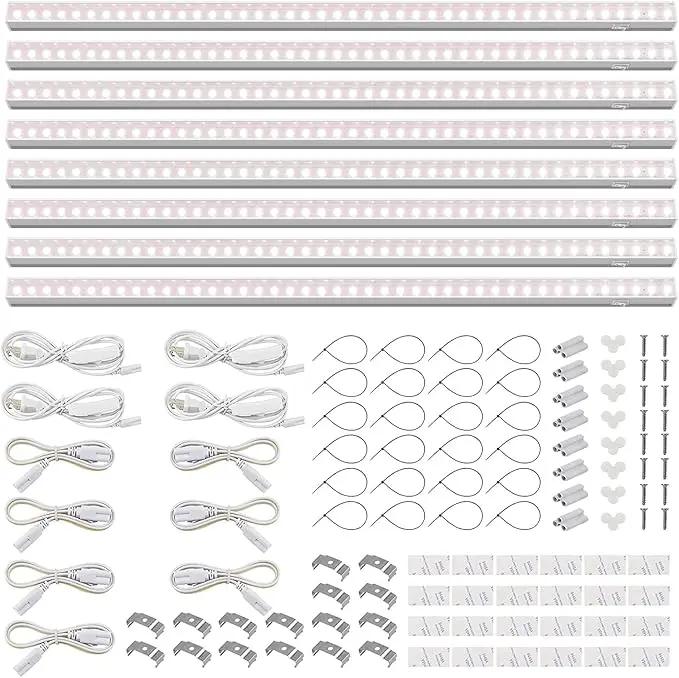 Barrina T5 Grow Lights for Indoor Plants, Full Spectrum Grow Light, 2ft 80W (8 x 10W), Plant Lights for Indoor Plants Growing, Pinkish White, 8-Pack by GreenHaven Gardens