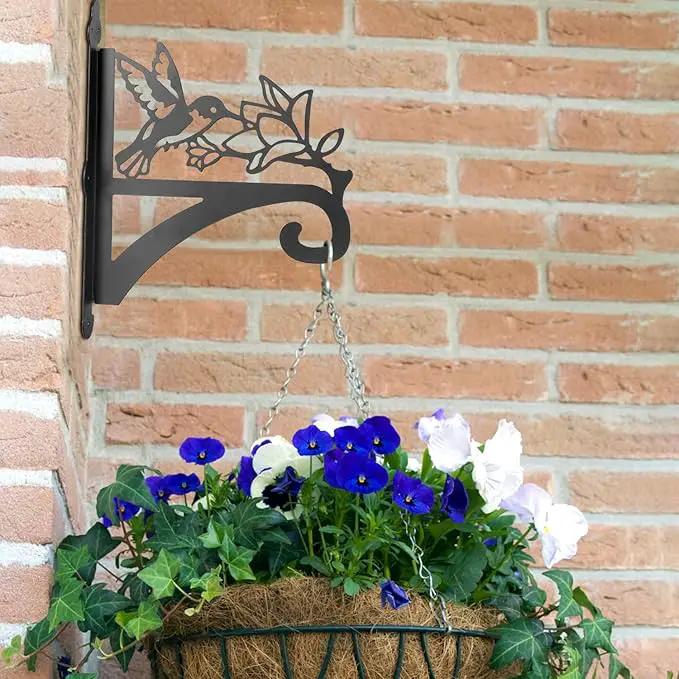 ATKKE Hanging Plant Bracket Hangers Indoor Iron Wall Mount,11” Hummingbird Silhouette Ornamental Iron Hangers Hookers for Flower Pot Lantern Bird Feeder Wind Chimes by GreenHaven Gardens